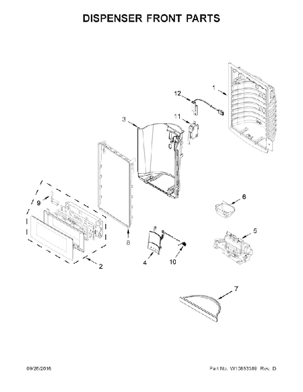 Pulsante Erogatore Frigo Whirlpool Kenmore – W10433547, Compatibile WRF560SEYM04
