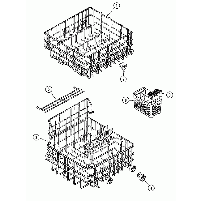 Assemblaggio Cestelli Superiore E Inferiore Per Lavastoviglie Maytag JDB9000CWP3 (W10610945, W11661174) - Foto 4